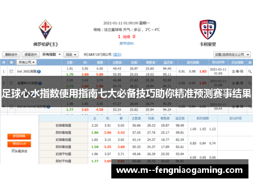 足球心水指数使用指南七大必备技巧助你精准预测赛事结果