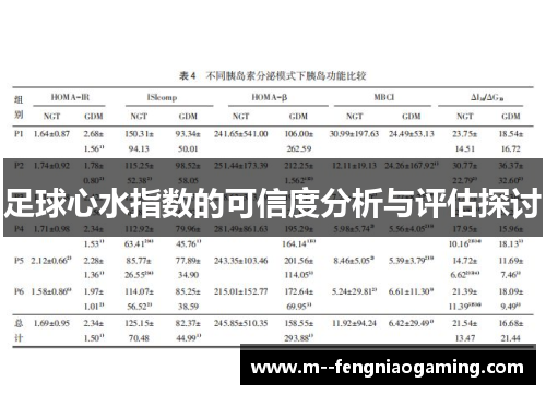 足球心水指数的可信度分析与评估探讨